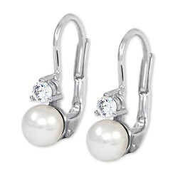 Ohrringe aus Weißgold mit Kristall und Perle 235 001 00100 07