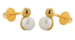 Elegante Ohrringe aus Gelbgold mit einer Perle 14/140.830/17P