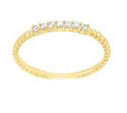 Něžný prsten ze žlutého zlata se zirkony SR045YAU