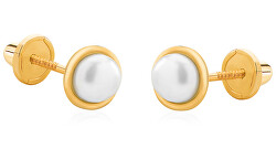 Splendidi orecchini in oro giallo con vera perla 14/140.490/17P