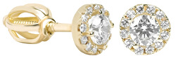 Runde Ohrringe aus Gold mit klaren Kristallen 239 001 00806