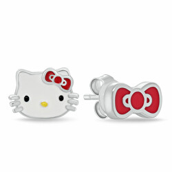 Asymetrické stříbrné náušnice Hello Kitty EA1211W