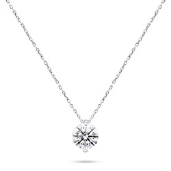 Blyštivý stříbrný náhrdelník se zirkonem NCL68W