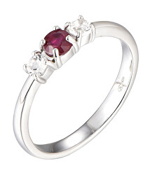 Blýštivý strieborný prsteň s rubínom Precious Stone SR09003C
