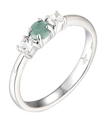 Blýštivý strieborný prsteň so smaragdom Precious Stone SR09003D