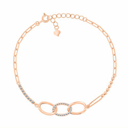 Bracciale placcato in oro rosa da donna con zirconi trasparenti BRC159R