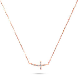 Bronzový náhrdelník Křížek se zirkony NCL57R