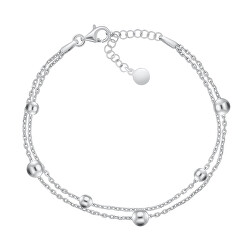 Doppio bracciale in argento con perline BRC103W