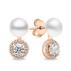 Elegantné perlové náušnice so zirkónmi EA611R