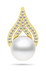 Pandantiv elegant de perlă din argint placat cu aur PT93Y