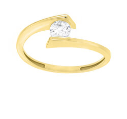 Elegantní pozlacený prsten se zirkonem SR037Y