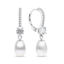 Elegantní stříbrné náušnice s perlami EA634W