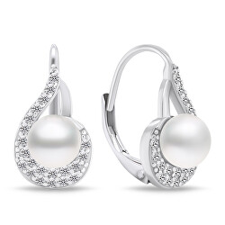 Elegante Silberohrringe mit Perlen EA751W