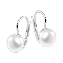 Elegantní stříbrné náušnice se syntetickou perlou 438 001 01235 0400000