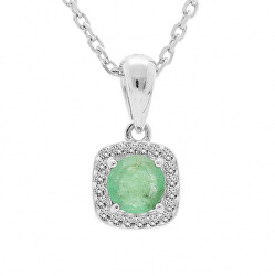 Elegantní stříbrný náhrdelník s emeraldem CL-FS-5658E (řetízek, přívěsek)