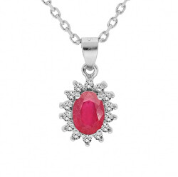 Elegantný strieborný náhrdelník s rubínom CL-FS-5626R (retiazka, prívesok)
