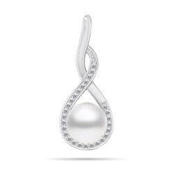 Elegant Pandantiv din argint cu perle autentice și zirconi PT123W
