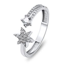Hravý stříbrný otevřený prsten Hvězda RI038W