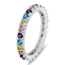 Hravý stříbrný prsten s barevnými zirkony RI116WRBW