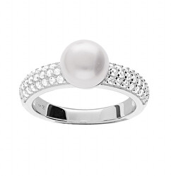 Jedinečný stříbrný prsten s pravou perlou SR06005A