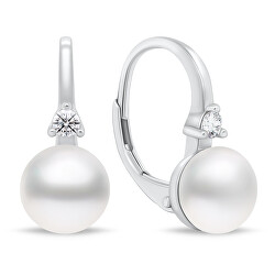 Gyengéd ezüst fülbevaló gyöngyökkel EA955W/410/411