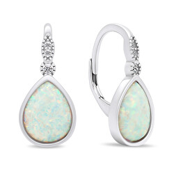 Luxus ezüst fülbevaló cirkónium kövekkel és opálokkal EA381W