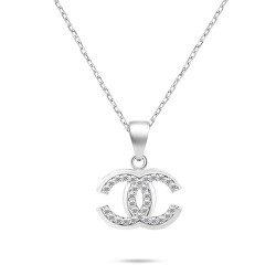 Luxusní stříbrný náhrdelník se zirkony NCL149W World Icon (řetízek, přívěsek)