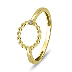 Moderno anello placcato oro con zircone trasparente RI009Y
