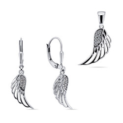 Módní stříbrný set šperků Andělská křídla SET213W (přívěsek, náušnice)