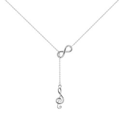 Nadčasový stříbrný náhrdelník Houslový klíč NCL25W