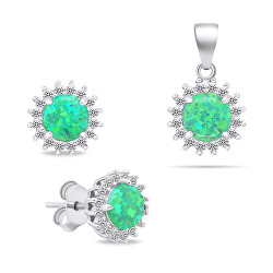 Splendido set di gioielli con opale SET231WG (orecchini, ciondolo)