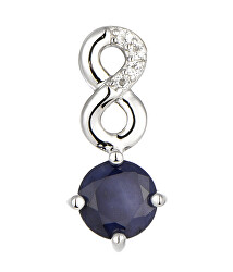 Nádherný strieborný náhrdelník so zafírom SP08339B (retiazka, prívesok)