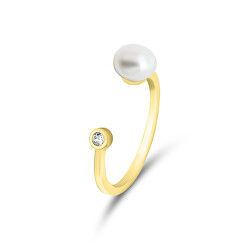 Něžný pozlacený prsten s pravou perlou RI103Y