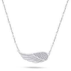 Nežný strieborný náhrdelník Anjelské krídlo NCL30W