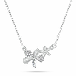 Collana delicata in argento Fiori con zirconi NCL172W