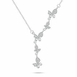 Collana delicata in argento Farfalle con zirconi NCL175W