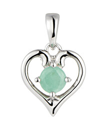 Něžný stříbrný náhrdelník se smaragdem MP06171D (řetízek, přívěsek)