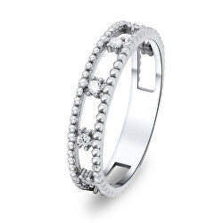 Okouzlující stříbrný prsten se zirkony RI018W