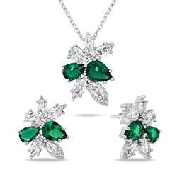 Očarujúce strieborný set šperkov so zirkónmi SET248WG (náušnice, náhrdelník)