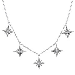 Originálne strieborný náhrdelník s čírymi zirkónmi NCL15W