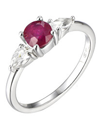 Oslnivý strieborný prsteň s rubínom Precious Stone SR09031C