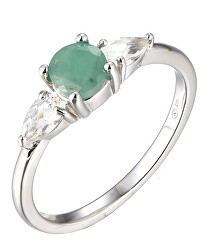 Oslnivý strieborný prsteň so smaragdom Precious Stone SR09031D