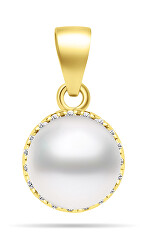 Pandantiv de perlă aurit cu pietre de zirconiu PT77Y