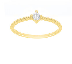 Pozlacený minimalistický prsten se zirkonem GR022Y