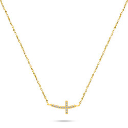 Pozlacený náhrdelník Křížek se zirkony NCL57Y