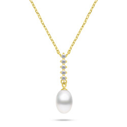Překrásný pozlacený náhrdelník s pravou perlou NCL130Y