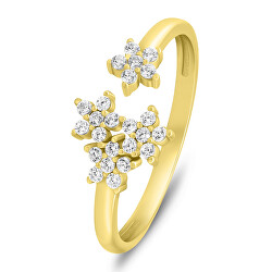 Splendido anello aperto placcato in oro con zirconi RI072Y