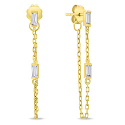 Splendidi orecchini a catenina placcati in oro con zirconi EA845Y
