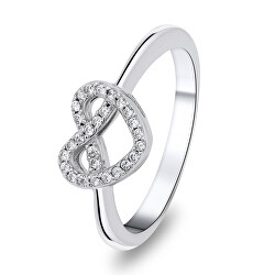 Romantický stříbrný prsten se srdíčkem RI011W