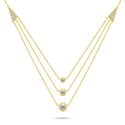 Půvabný pozlacený náhrdelník se zirkony NCL147Y